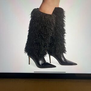 Michael Kors Collection Black Fur Heeled Boots